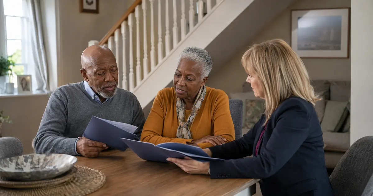 Older homeowner comparing local stairlift companies and home survey options